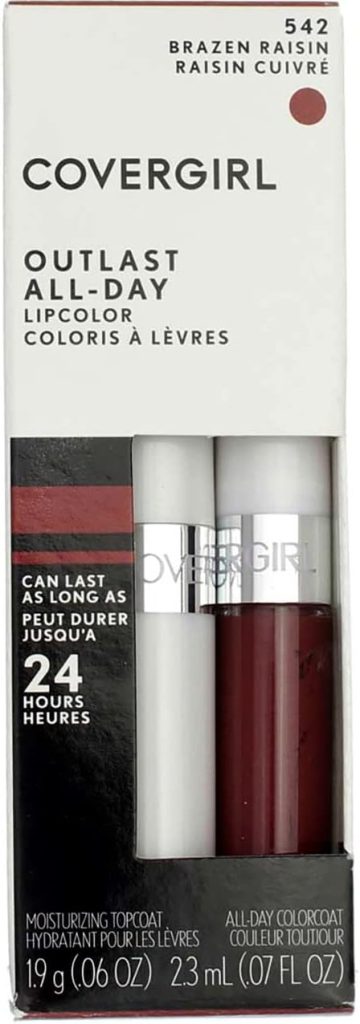Covergirl Outlast All-Day Lip Color with Topcoat, Brazen Raisin, 2 Count (Pack of 1)