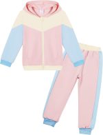 Valcatch Girls Tracksuit Sets 2 Piece Long Sleeve Zipper Hoodie Top and Sweatpants Colour Blocked Jogger Set for Kids Toddler