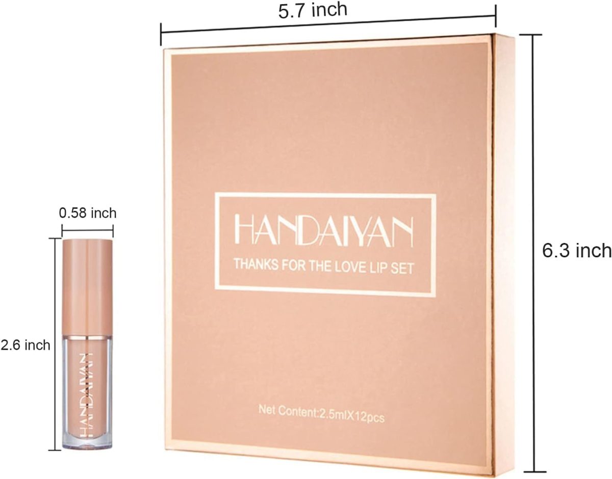 ⁦FALADANA Women's Waterproof Long Lasting Non-Stick Cup Not Fade Nude 12 Pieces Velvet Matte Liquid Lipstick Set⁩ - الصورة ⁦7⁩