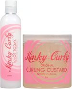 Kinky Curly Knot Today Leave In Conditioner/Detangler -8oz with Kinky Curly Curl Custard Gel -8oz