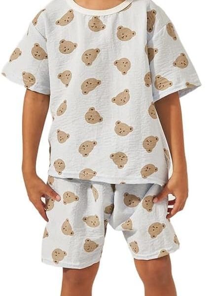 Styli Boys Teddy Print Cotton T-Shirt And Shorts Set