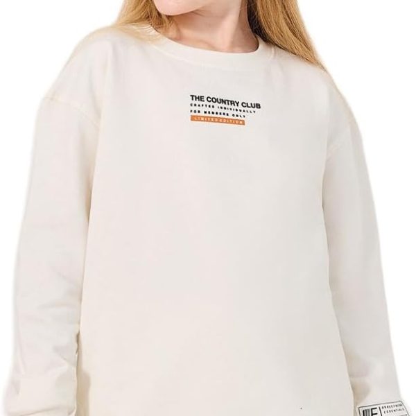 Styli Girls Slogan Printed Round Neck Sweatshirt