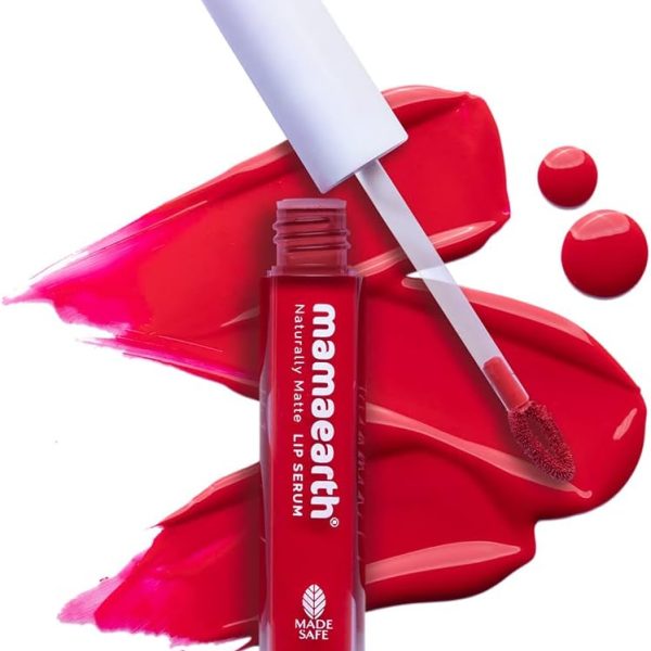 MAMAEARTH Naturally Matte Lip Serum - Matte Liquid Lipstick with Vitamin C & E for Upto 12 Hour Long Stay - 07 Beet it Red (Red) - 3ml