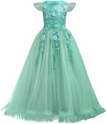 Girls Rainbow Costume Pageant Princess Party Tulle Dress Kids Baptism Christening 3rd Birthday Party Carnival Long Maxi Ball Gown Children's day Gift