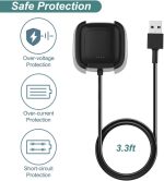 ⁦كيس سمارت شاحن لساعة فيتبيت فيرسا 2، قاعدة شحن بديلة مع سلك USB بطول 3.3 قدم لساعة فيتبيت فيرسا 2 الذكية⁩ - الصورة ⁦5⁩