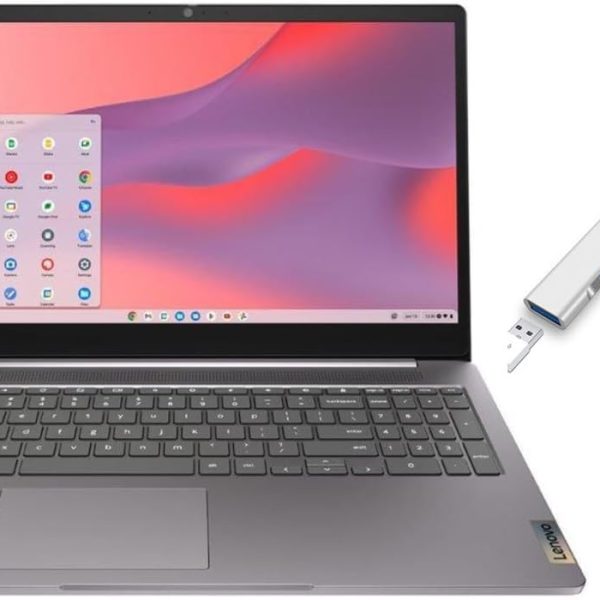 Lenovo IdeaPad 3i Chromebook 15.6” FHD 1920 x 1080 Display | Intel Celeron N4500 1.1GHz | Intel UHD Graphics | Camera |Grey | 4GB RAM | 64GB SSD | Chrome OS | Bundle with USB 3.0 Hub