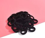 ⁦Manshui 200 Pieces Small Seamless Hair ties, Elastic Hair band, Ponytail Holders for Children and Little Girls’ Hair Accessory (Black)⁩ - الصورة ⁦2⁩
