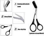 ⁦erioctry Professional Precision Trimmer Eyebrow Scissors Remover Beauty Tool with Comb and Non Slip Finger Grips Black Silver Tone for Men⁩ - الصورة ⁦2⁩