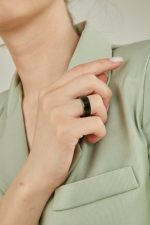 ⁦CNICK Smart Payment Ring - Contactless NFC Payment Ring with Tokenization, Fashionable Design, VISA and MasterCard Compatible, Tesla Key Ring for Model S/3/X/Y/CT (Black, 10.5)⁩ - الصورة ⁦3⁩