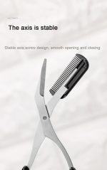 ⁦erioctry Professional Precision Trimmer Eyebrow Scissors Remover Beauty Tool with Comb and Non Slip Finger Grips Black Silver Tone for Men⁩ - الصورة ⁦4⁩