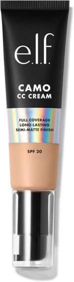 e.l.f. Camo CC Cream, Color Correcting Full Coverage Foundation with SPF 30, Light 210 N, 1.05 Oz