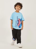 ⁦Styli Boys Avenger Graphic Print Dropped Shoulder Oversized T-Shirt⁩ - الصورة ⁦3⁩
