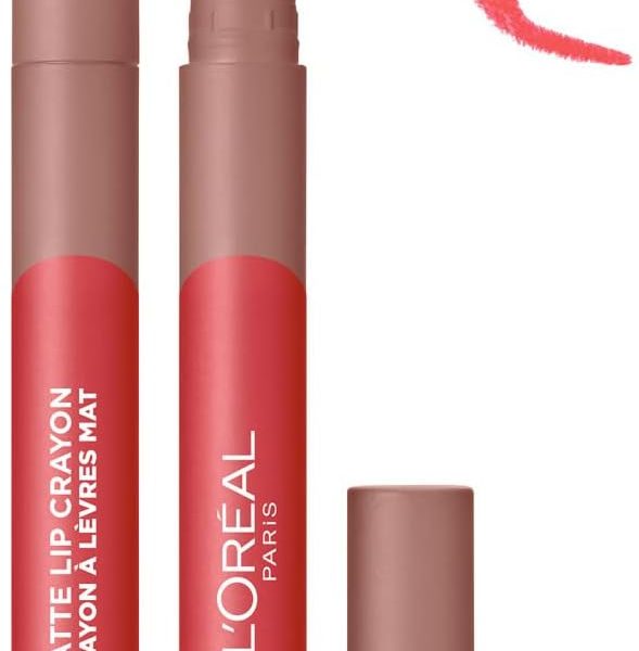 L'Oreal Paris Matte Lip Crayon Lipstick, 108 Hot Apricot, 20g