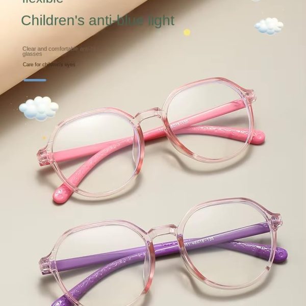 Fashion Boys Girls Anti Blue Light Glasses Lightweight Silicone Comfortable Leg Kids Flat Mirror