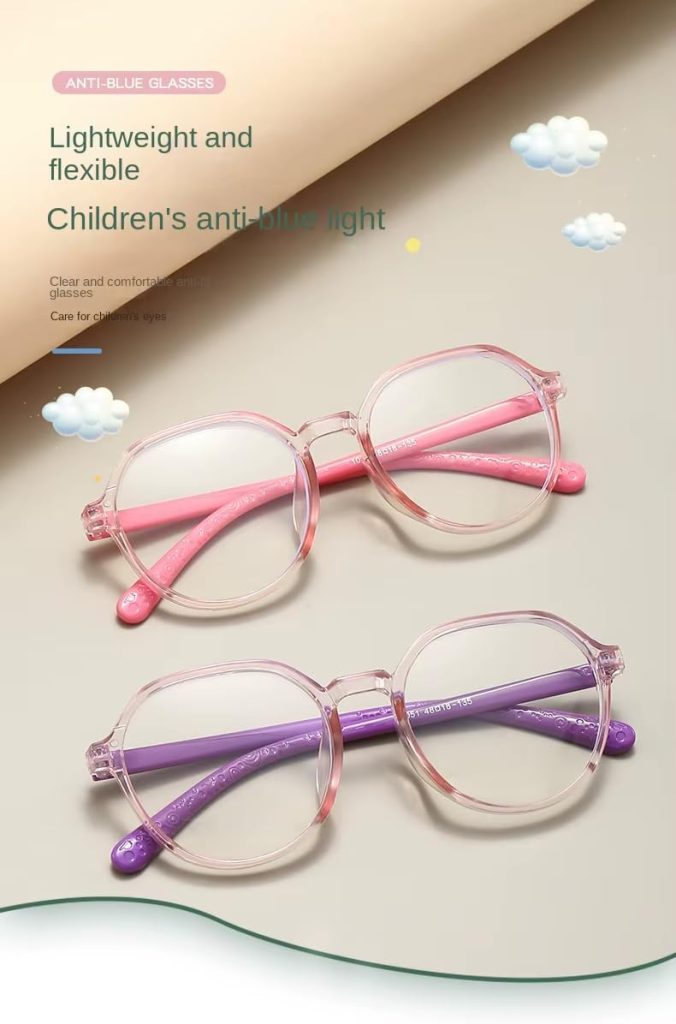 Fashion Boys Girls Anti Blue Light Glasses Lightweight Silicone Comfortable Leg Kids Flat Mirror
