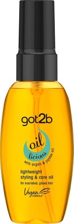 got2b Schwarzkopf Oil-licious Styling Oil, Vegan, Contains Argan Oil to Reduce Frizz and Leave Hair Sleek 50 ml