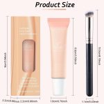 ⁦KASTWAVE Liquid Foundation Cream, 2 Pcs Long-Lasting Hydrating Foundation, Full Coverage Matte Concealer Make Up, Oil Control & Waterproof Base Primer, with Foundation Brush, for Face Makeup (1 Fl.Oz)⁩ - الصورة ⁦6⁩
