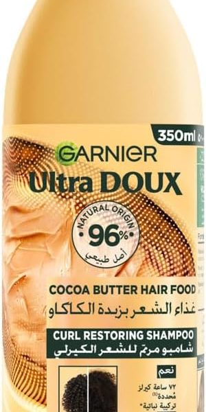 Garnier Ultra Doux Hair Food Curls Restoring Cocoa Butter Hair Food Shampoo for Dry Curly Hair 350ML
