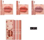 ⁦Beautishop 3Pcs Strawberry Set Matte Liquid Lipstick Makeup Set, Long Lasting Lip Gloss Non-Stick Cup is Not Easy to Fade, Waterproof Matte Lip Glaze Lipstick (A)⁩ - الصورة ⁦2⁩