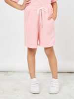 ⁦Styli Girls Patch Detail Waffle Loose T-Shirt & Short Set⁩ - الصورة ⁦6⁩