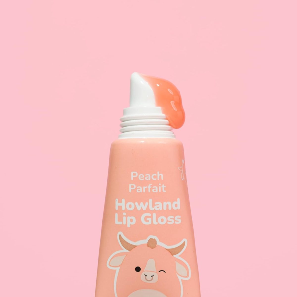 ⁦TONYMOLY x Squishmallows Howland Keychain Lip Gloss – Sheer Peach Tint, Hydrating & High-Shine Lip Balm with Peach Extract & Jojoba Oil, 11ml⁩ - الصورة ⁦8⁩
