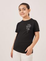 ⁦Styli Girls Graphic Print Short Sleeve T-Shirt⁩ - الصورة ⁦3⁩