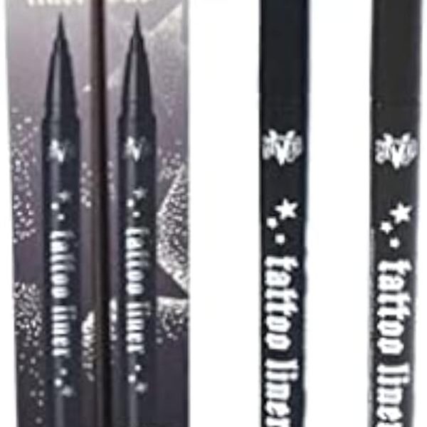 Kat Von D Cosmetics Tattoo Liner Duo Waterproof Liquid Eyeliner Set Trooper Black, Mad Max Brown, 2 Count (Pack of 1)
