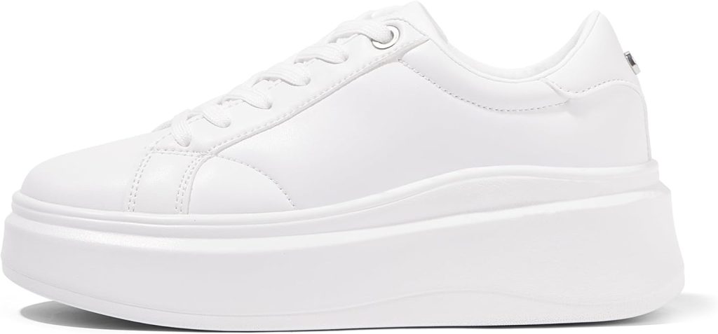 LUCKY STEP Women's Platform Fashion Sneakers Faux Leather Classic Tennis Shoes Low Top Casual Walking Shoes