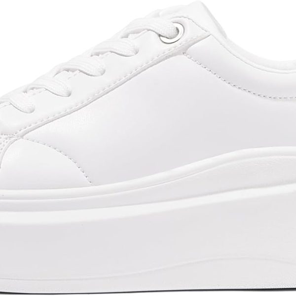 LUCKY STEP Women's Platform Fashion Sneakers Faux Leather Classic Tennis Shoes Low Top Casual Walking Shoes