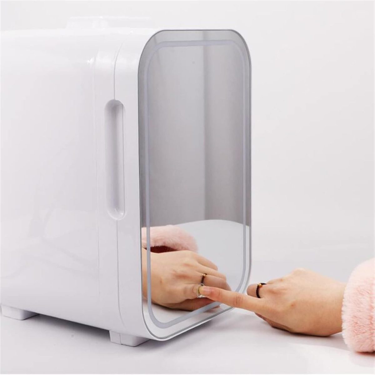 ⁦QBNZAXC Mini fridge Mini Refrigerator Kitchen Portable Mirror Fridge Auto Compressor Student Dormitory Home Picnic Camping Compact Cooler⁩ - الصورة ⁦2⁩