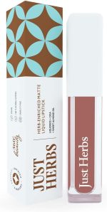 Just Herbs Ayurvedic Creamy Matte Long Lasting Liquid Lipstick, Lightweight & Hydrating Lip Colour with Liquorice & Sweet Almond Oil - Almond glaze