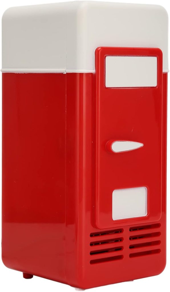 LICAEVEY Portable USB Fridge, Energy Saving Single Can Cooler, Insulated Cooling Small Semiconductor Refrigeration Fridge Cooler for Car (Red)