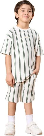 REDTAG Boys Striped T- Shirt And Shorts Set (2 Piece)