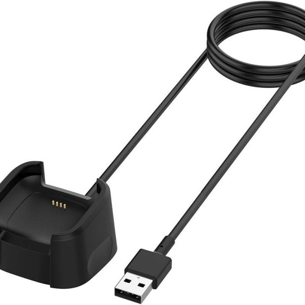 كيس سمارت شاحن لساعة فيتبيت فيرسا 2، قاعدة شحن بديلة مع سلك USB بطول 3.3 قدم لساعة فيتبيت فيرسا 2 الذكية