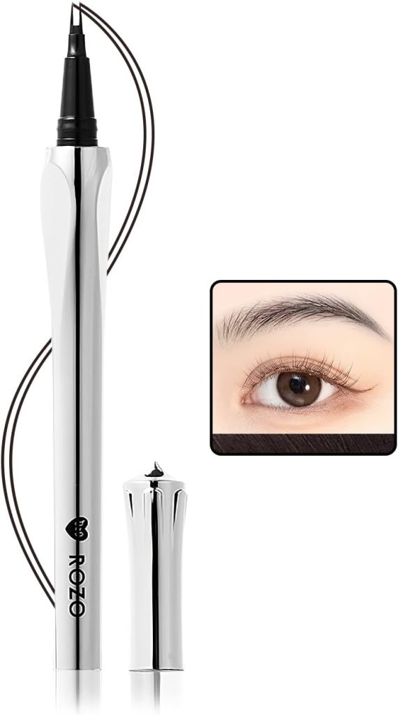 L&Wen Eyebrow Pen with Micro-Fork Tip, 2 Tip Microblade Eyebrow Pen, Waterproof Smudgeproof Long Lasting Brow Contouring Pencil, Create Natural Brows (Grey/Black)