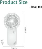 ⁦KRCIQMV Portable Mini USB Electric Fan, Handheld Portable Multi-Use Desk Table Personal Usage 3 Speeds Adjustable Rechargeable⁩ - الصورة ⁦6⁩