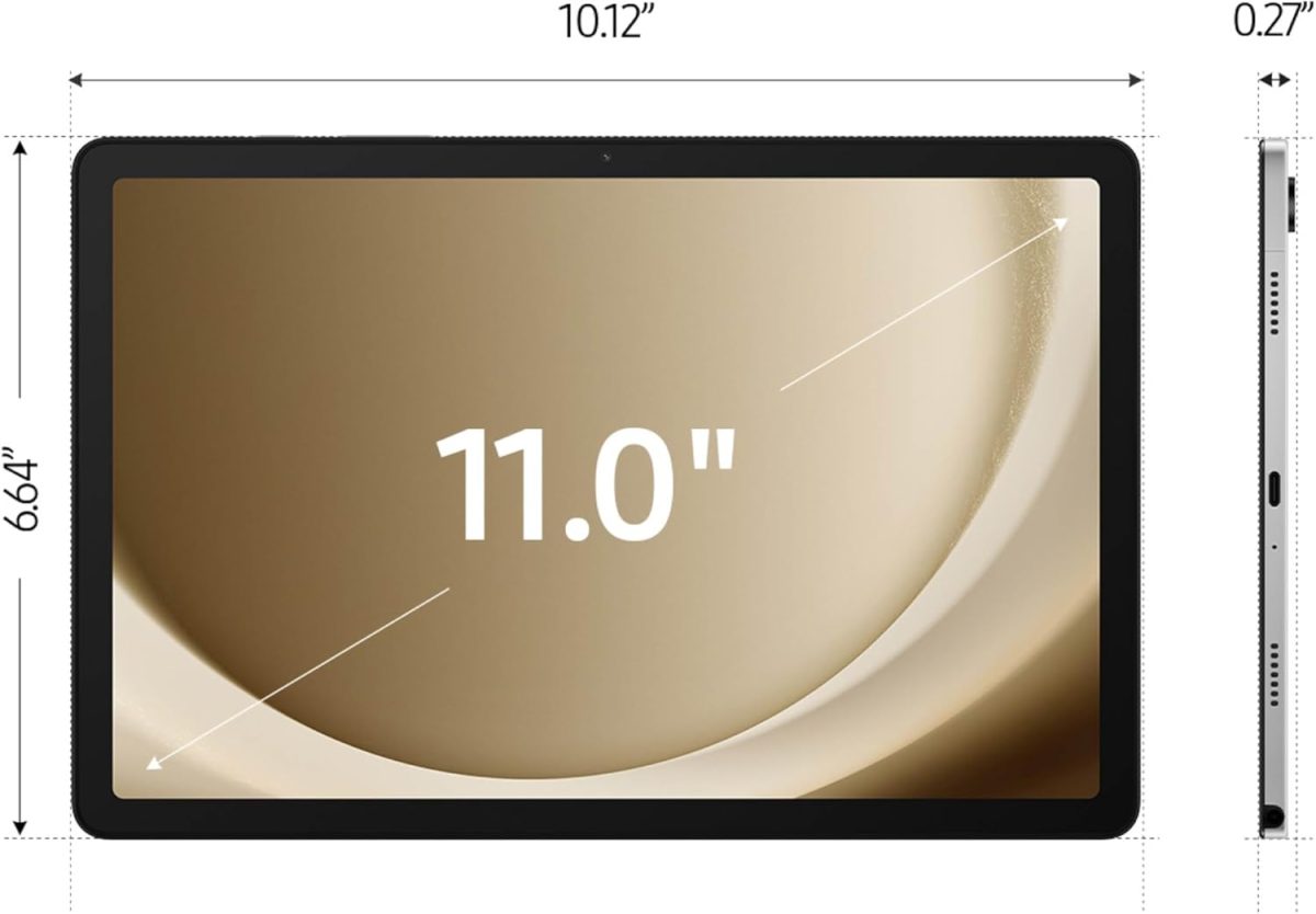 ⁦Samsung Galaxy Tab A9+ Plus 11” 64GB Android Tablet, Big Screen, Quad Speakers, Upgraded Chipset, Multi Window Display, Slim, Light, Durable, Kids Friendly Design, US Version, 2024, Silver⁩ - الصورة ⁦3⁩