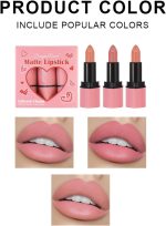⁦CHSEEO 6 Pcs love Heart Velvet Matte Lipstick Set, Mini Capsule Waterproof Long-Lasting Non-stick Cup Mini Lipstick Kit, Make Up Cosmetics Lip Gloss Gift Kit for Girls Women, Travel Size #1⁩ - الصورة ⁦3⁩