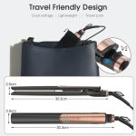 ⁦Oxsaytee Hair Iron Straightener Up to 220° Digital 5 Heat Settings Hair iron with Ceramic Coating for Smooth Glide Lasting Results for Curl Auto-shut off, Black⁩ - الصورة ⁦7⁩