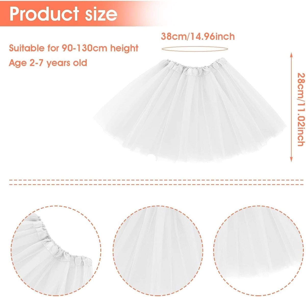 ⁦3Layered Tulle Tutu Skirt, Girl With Bow, Ballet Dress Up Kids Tutu Skirt⁩ - الصورة ⁦2⁩