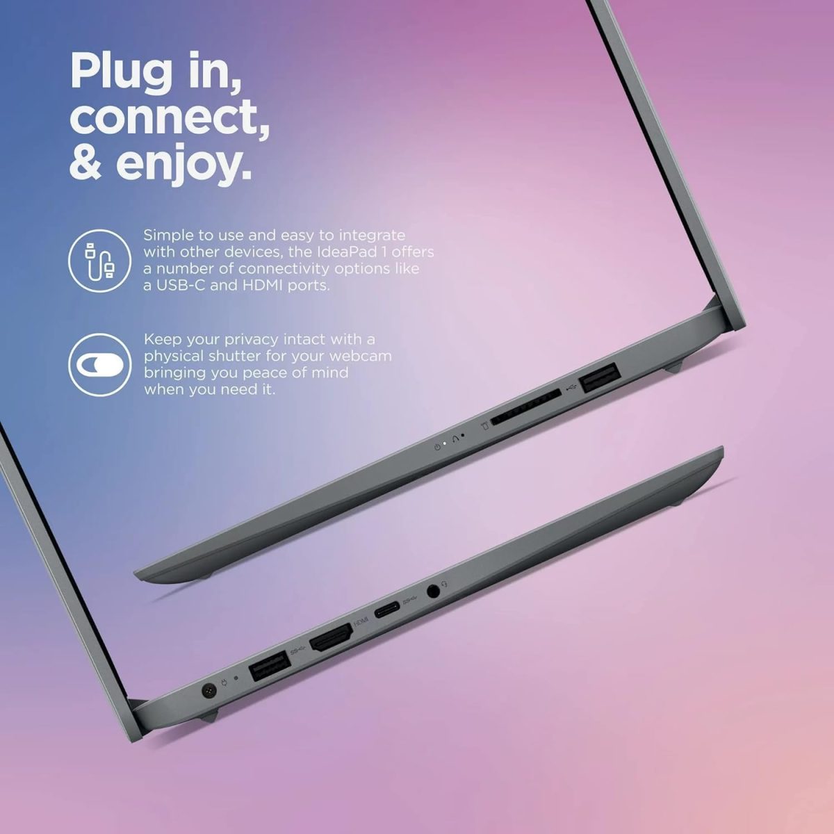 ⁦Lenovo IdeaPad Newest Flagship Laptop, 15.6" HD Display, Intel Dual Core Processor Up to 2.8GHz, 12GB RAM, 512GB SSD + 128GB eMMC, 1-Y Microsoft Office 365, Wi-Fi 6, Webcam, Win 11 +HubxcelAccessory⁩ - الصورة ⁦5⁩
