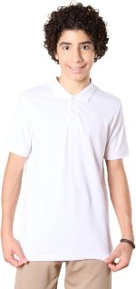 REDTAG Senior Boys White Solid Polo T-Shirt Set (Pack of 2)