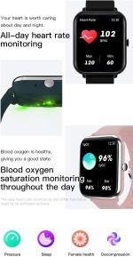 ⁦BLS-SA Smart Watch for Men Women,1.81" Display Smartwatch With Live Wallpaper Fast Charge Long lasting battery Bluetooth Fitness Tracker With Phone Calling IP68 For iOS Android Phone（Black）⁩ - الصورة ⁦7⁩