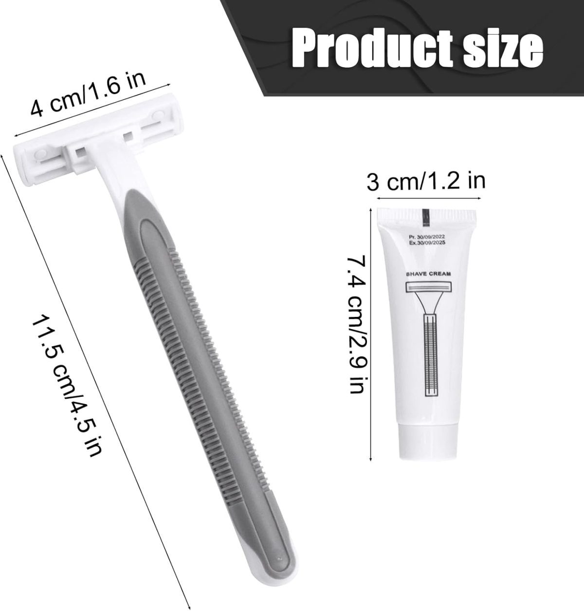 ⁦Disposable Razors in Bulk Pack of 30,Gray Bulk Razors Disposable Individually Wrapped Twin Blade Disposable Shaving Razors with Shaving Cream and Clear Cap Set for Homeless,Hotel,Charity,Travel⁩ - الصورة ⁦5⁩