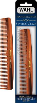 Wahl Beard, Mustache, & Hair Styling Comb for Men's Grooming - Handcrafted & Hand Cut with Cellulose Acetate - Smooth, Rounded Tapered Teeth - Model 3328