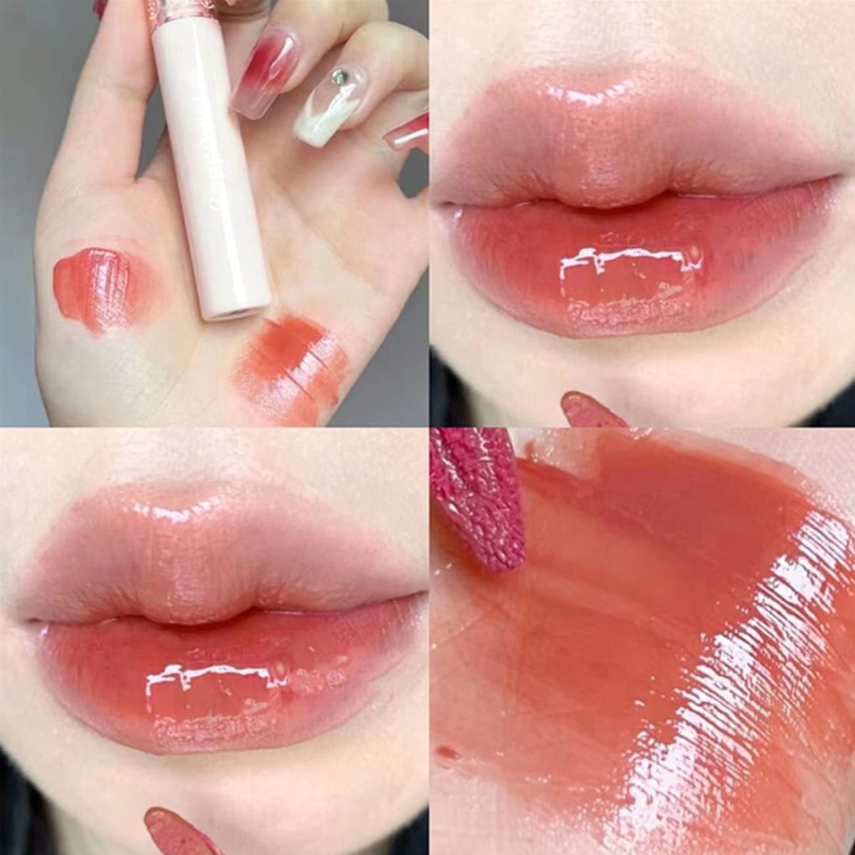 ⁦KWOLYKIM Glass Water Lifter Gloss, Hydrating Lip Gloss, Plumping Water Gloss Lip Gloss Moisturizing Sweet Lip Glaze Snow Pink⁩ - الصورة ⁦2⁩