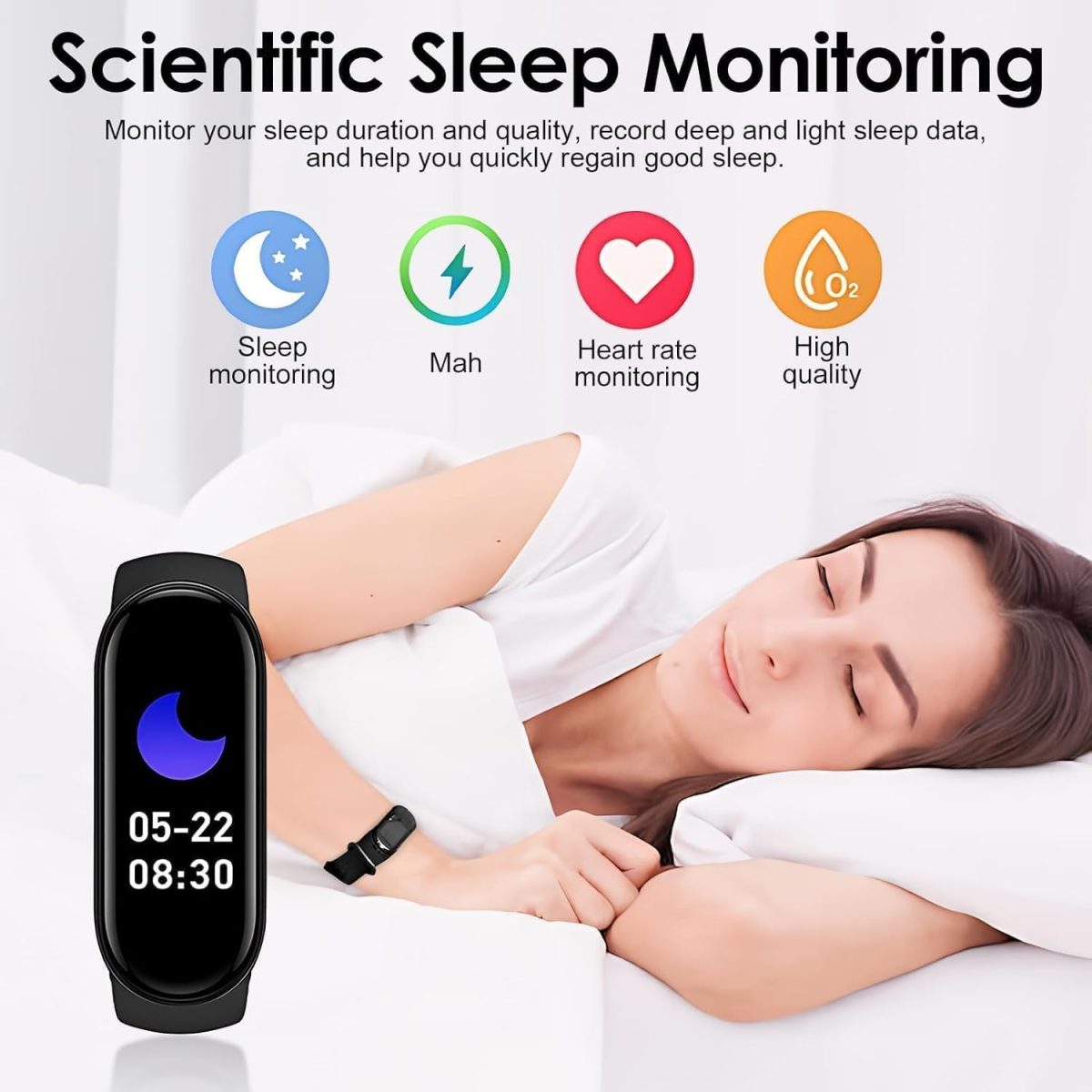 ⁦YelaJoy Fitness Activity Tracker, Durable Muti-Functional Health Monitor with Blood Pressure & Blood Oxygen Tracking, IP67 Waterproof Sport Watch, for Adults, Kids Sports, Calories Measuring (Black)⁩ - الصورة ⁦3⁩