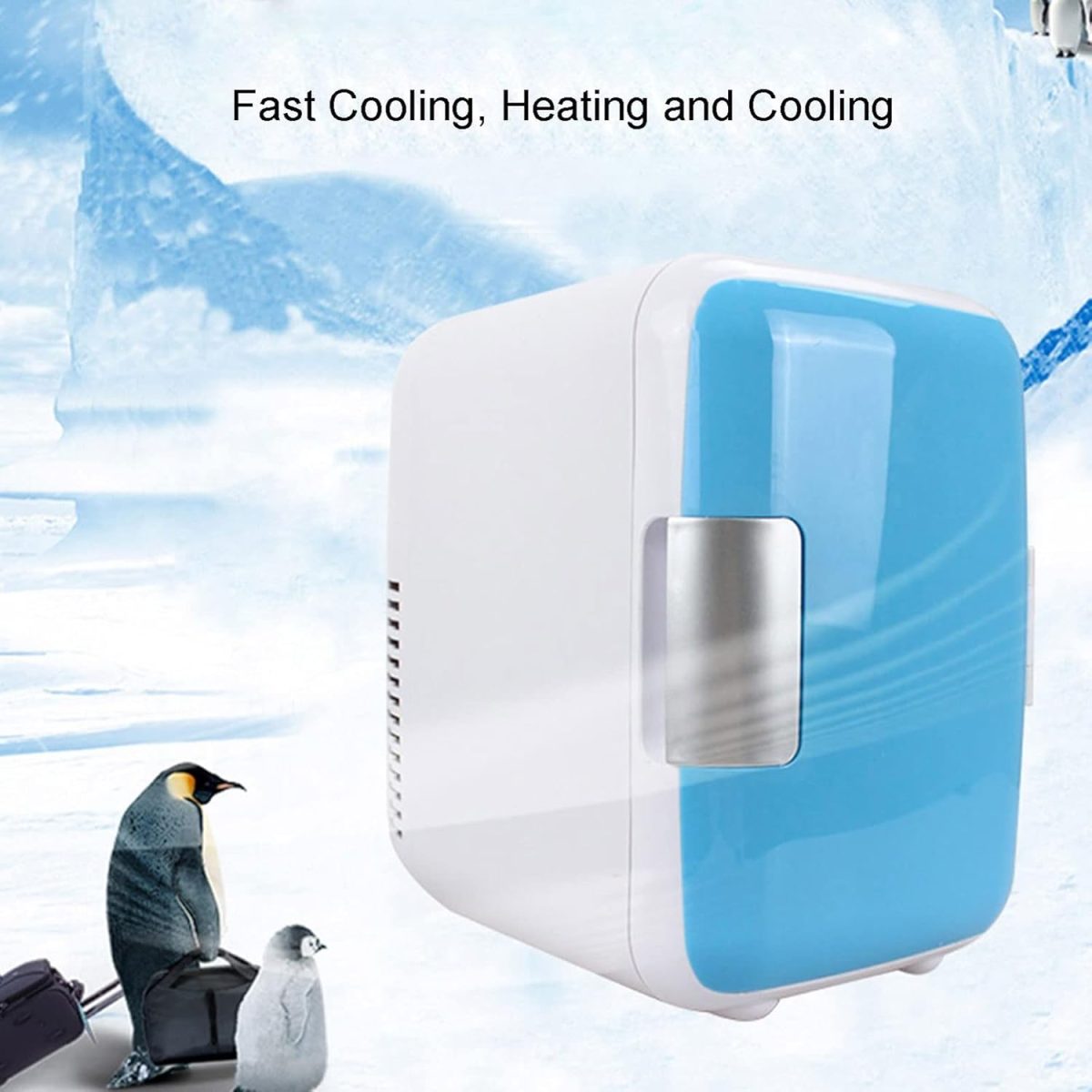 ⁦DDCVFREE Mini fridge ثلاجة سيارة 4L ثلاجة محمولة ثلاجة صغيرة بارد مستحضرات التجميل الأطعمة للسيارة للسيارة(White)⁩ - الصورة ⁦5⁩