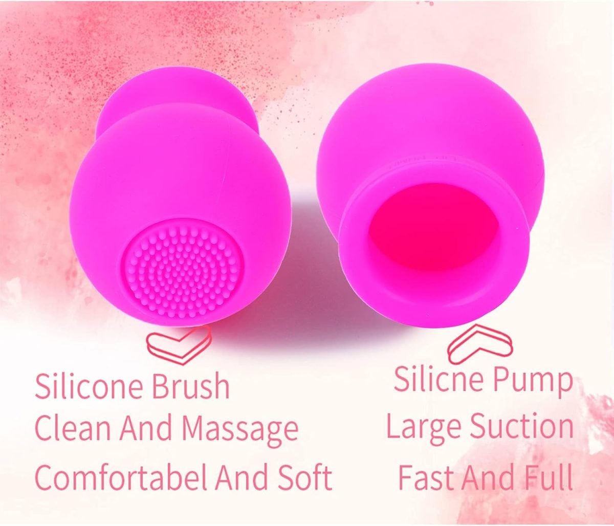 ⁦Excefore Soft Silicone Lip Plumper Device, Makeup Enhancement Device, Quickly Face Clean Massage Pump With Brush (Pink)⁩ - الصورة ⁦5⁩