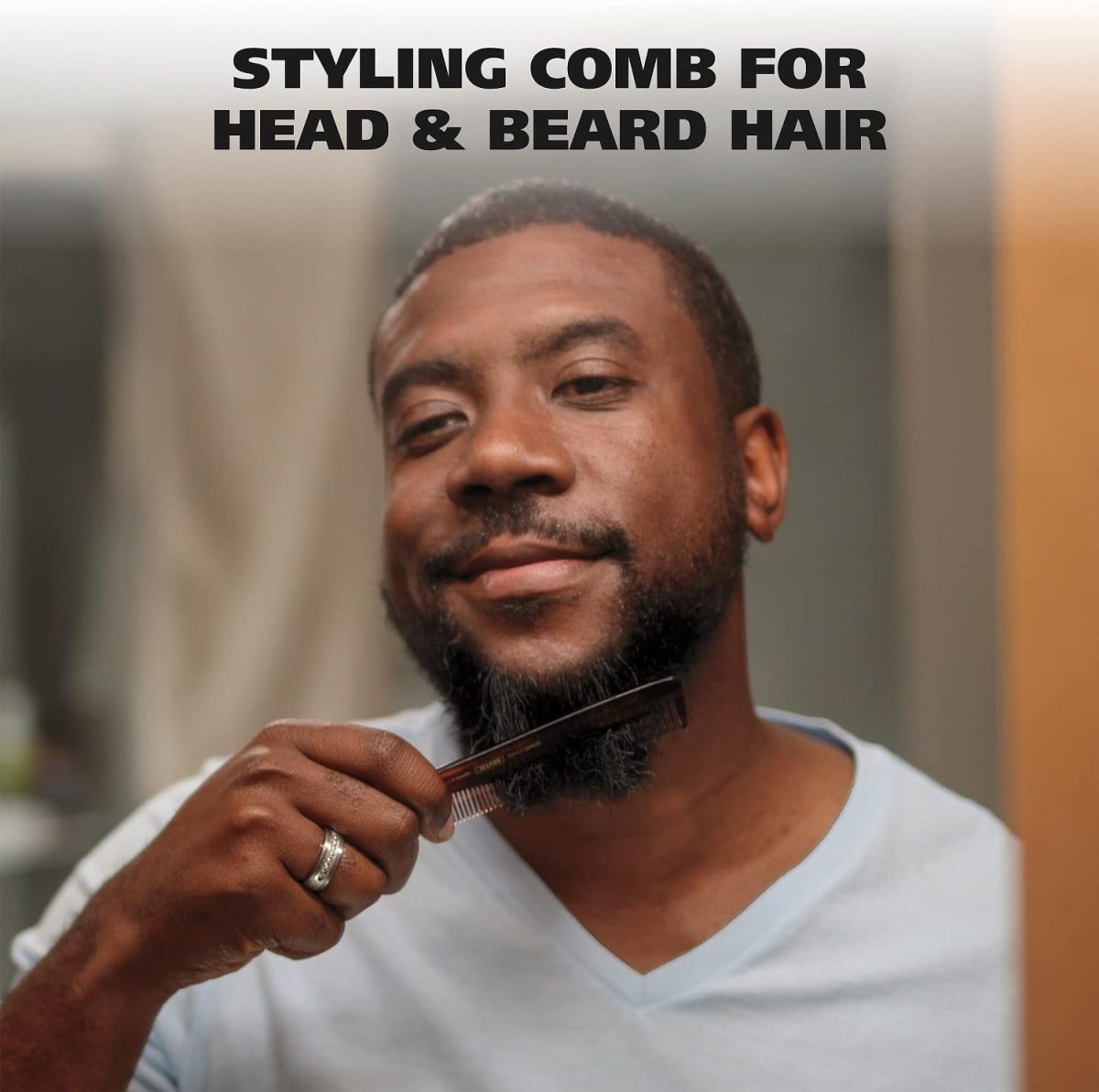 ⁦Wahl Beard, Mustache, & Hair Styling Comb for Men's Grooming - Handcrafted & Hand Cut with Cellulose Acetate - Smooth, Rounded Tapered Teeth - Model 3328⁩ - الصورة ⁦6⁩